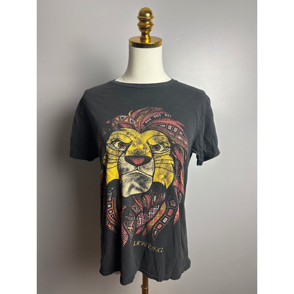 Disney The Lion King T-Shirt Mens M Black Good Simba Tribal Graphic Teeโ